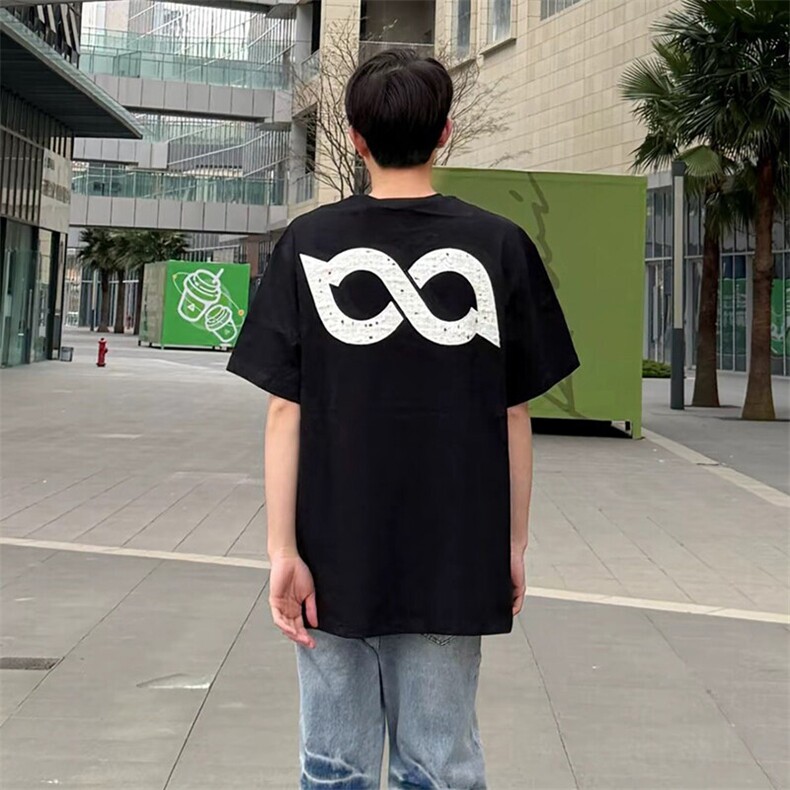 万针全刺绣工艺抖音得物高品质260克重磅纯棉双纱美式高街短袖T恤,男装T恤,电商A486