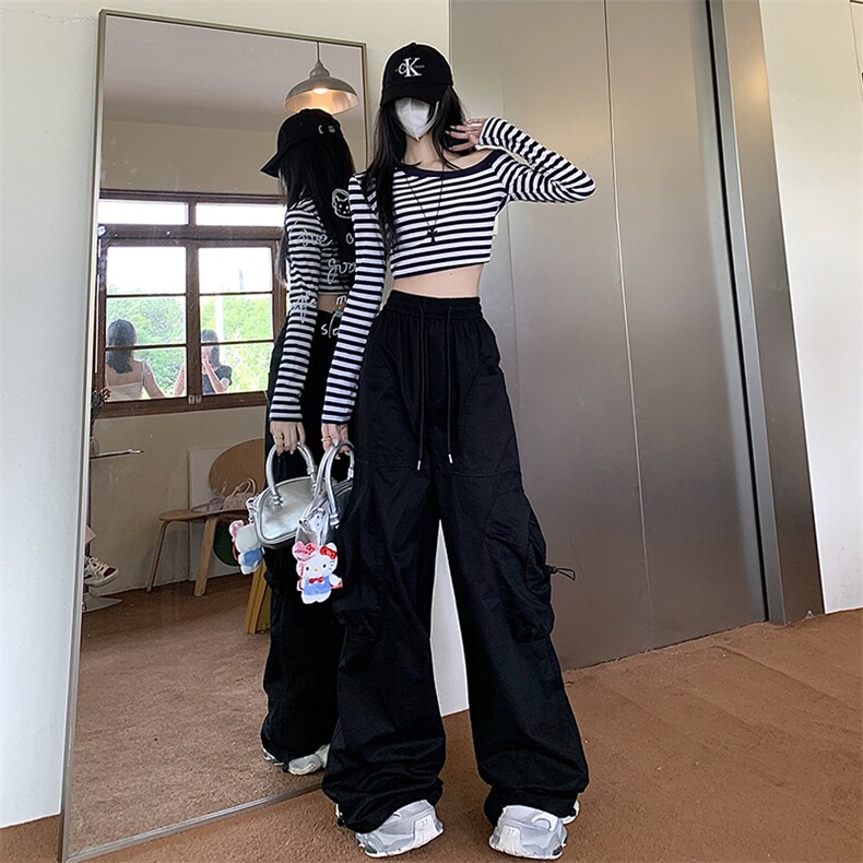 2024新款设计感蜂窝口袋直筒休闲裤炸街工装裤女潮现货K8172-P47,男装工装外套,星座512-3