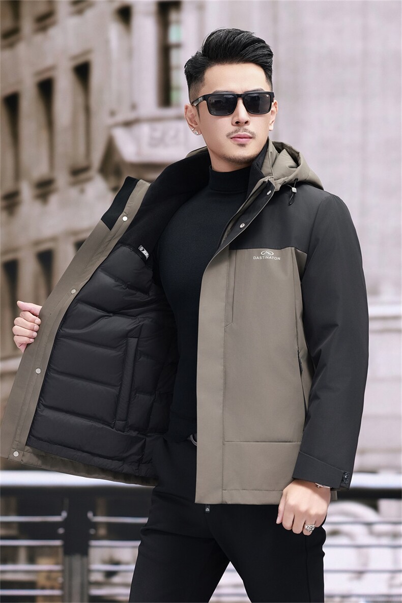 中老年羽绒内胆派克服大衣男士一衣三穿拆卸羽绒内胆派克服羽绒服,男装羽绒服,钱塘723