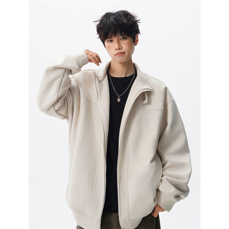 复古麂皮绒立领外套男女潮牌大码春秋飞行夹克美式外套JK5210/P80,男装夹克,电商B238