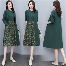 时尚优雅两件套女装套装气质显瘦长袖衬衫+碎花半身裙春季新款潮流搭配，女装套装/套裙，欣贝拉