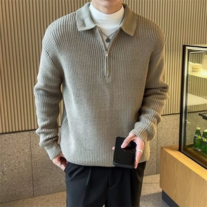 半拉链毛衣男秋冬款高级感慵懒风翻领针织衫宽松休闲线衣 MY13图片