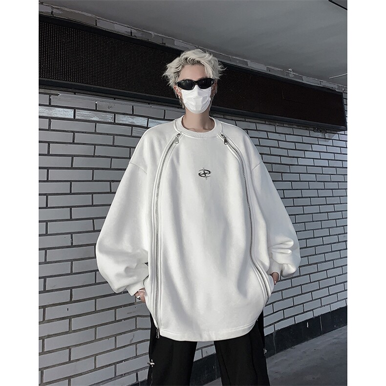 405A美式高街小众个性金属设计拉链圆领卫衣WY802-P68控88，男装卫衣，星座405A