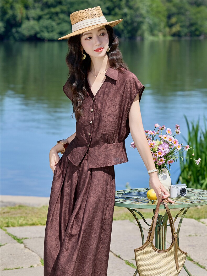 现货2026夏季新款时尚洋气潮流宽松遮肉显瘦两件套裤套装女,女装套装/套裙,众宇琦