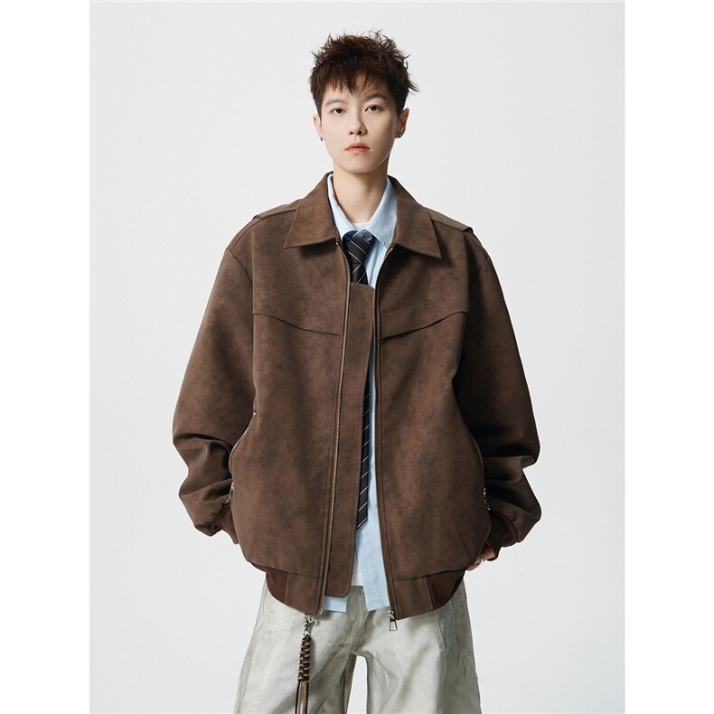 JK2561-特p85控158聚酯计外套男流拉链皮夹克男,男装夹克,电商B370