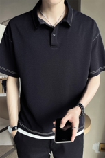 店主风~2025夏季薄款假两件明线设计中袖T恤衫V56/P45，男装T恤，电商B331