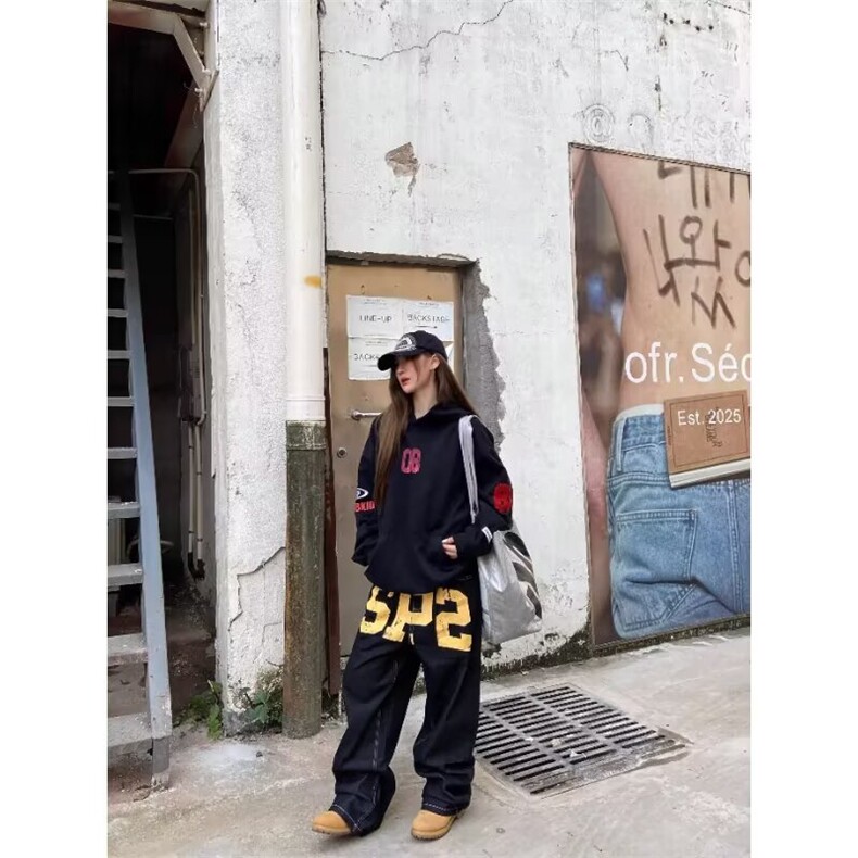 水洗牛仔裤男士直筒长裤春秋大码宽松韩版工装阔腿NZG190,男装牛仔裤,星座516A