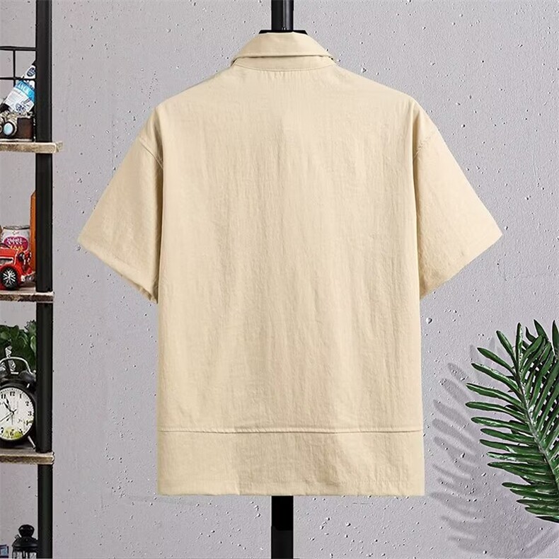 休闲工装衬衫男短袖夏新款polo衫潮牌衬衣半袖T恤上衣PL8506P45,男装T恤,星座1013-5