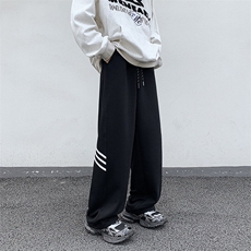 K897P50裤子男新款运动直筒条纹美式ins潮牌宽松休闲拖地长裤，男装休闲裤，星座304A-1