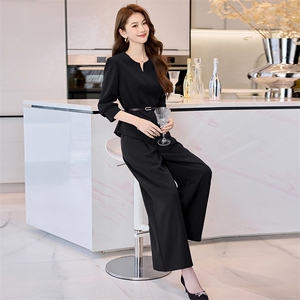 喜婆婆婚宴装2025新款春季年轻洋气质结婚妈妈礼服时尚阔腿裤套装图片