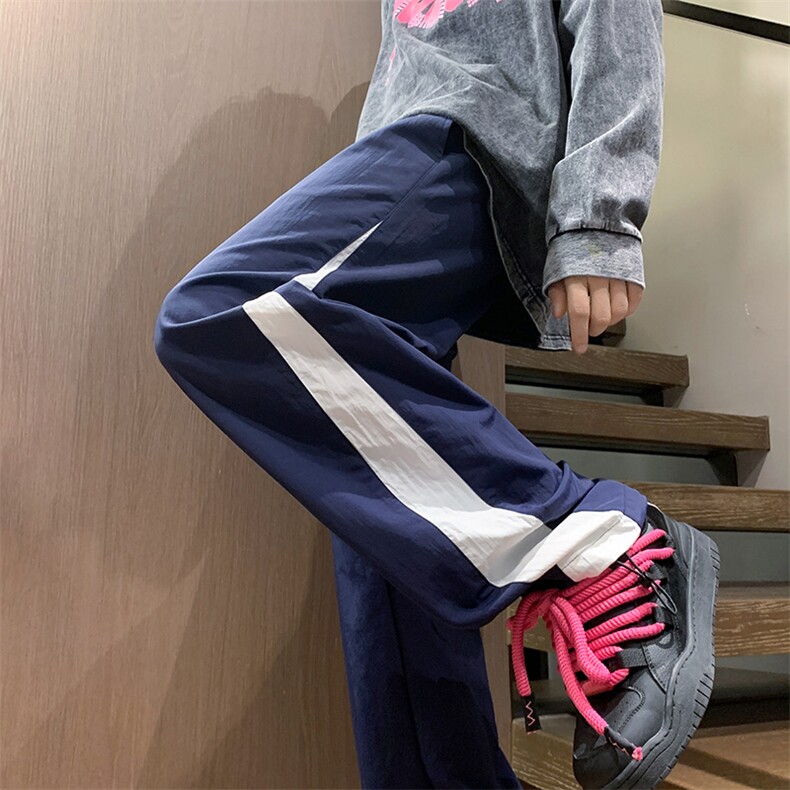 港风秋冬侧边拼接拖地工装裤宽松休闲伞兵裤男K23327-P40控58,男装工装外套,星座717