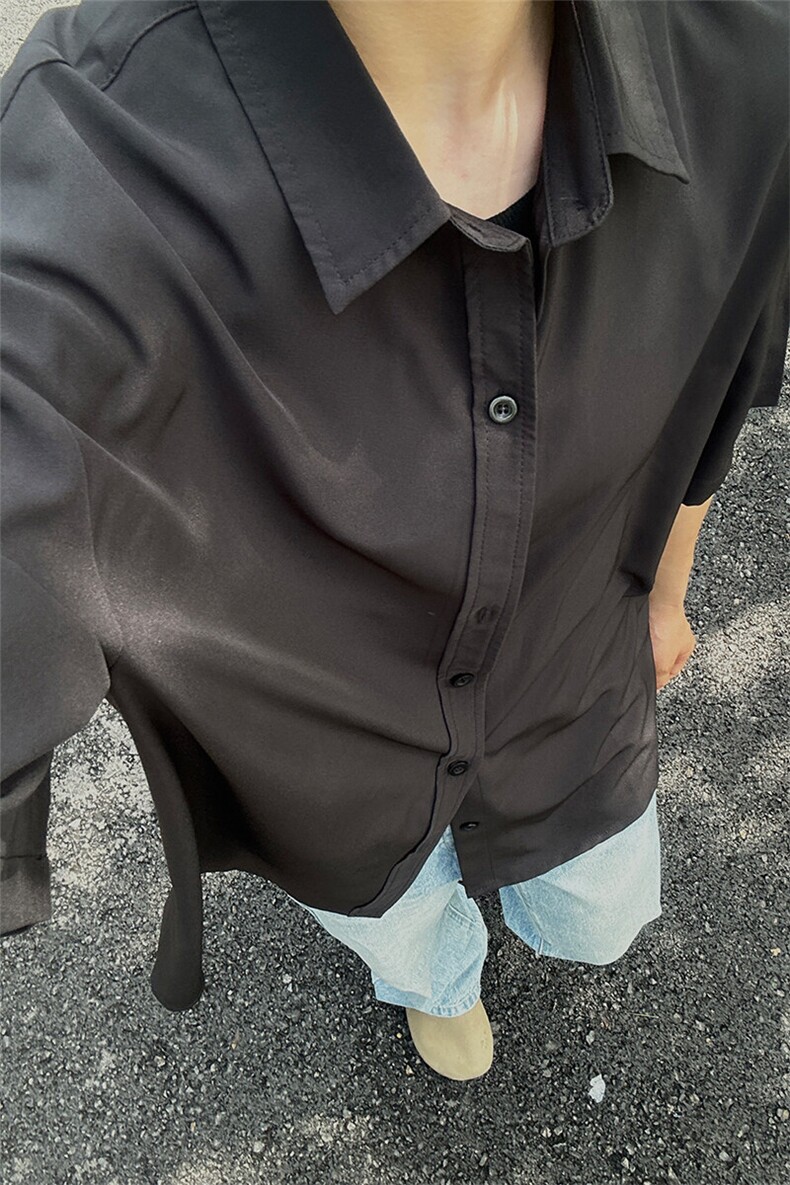 薄款冰丝短袖衬衫男简约纯色垂感休闲痞帅衬衣CS288-P20,男装衬衫,星座301C-5