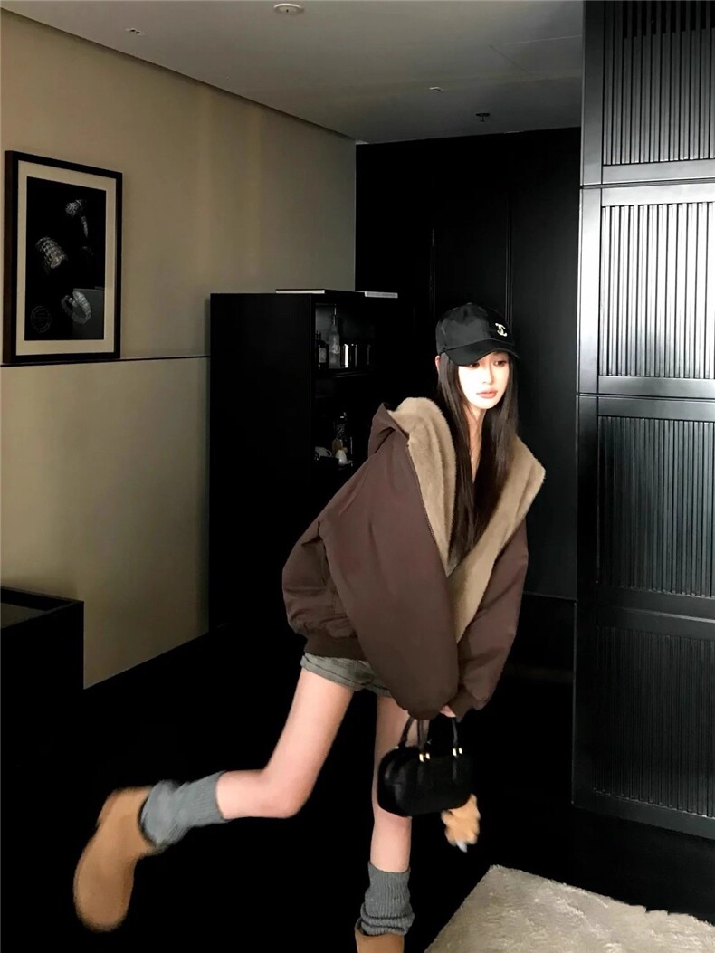 网图座山雕双面穿加厚保暖冬季连帽棉衣外套男女情侣款棉服P118,男装棉衣,电商C306-1