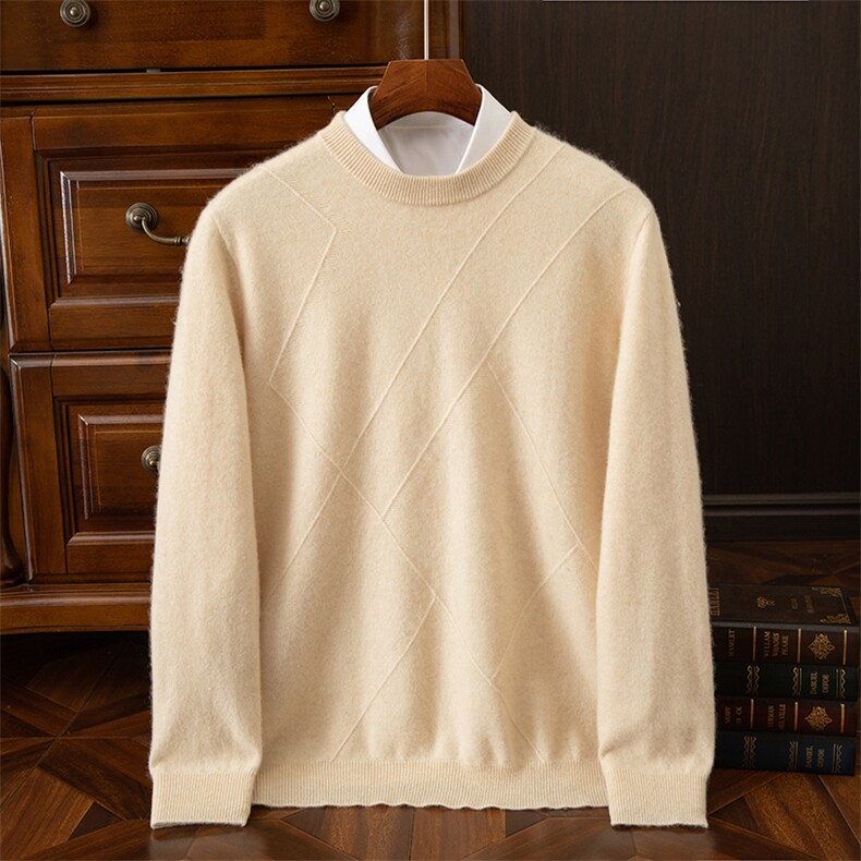 秋冬新款日常百搭时尚气质绅士高品质保暖羊绒衫，男装羊绒套衫，牧雅羊绒