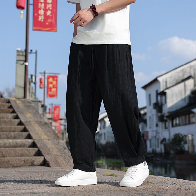 高品质苎麻风春夏休闲棉麻长裤子男女同款K590-P85,男装休闲裤,星座313B-4（原星座309A-1）