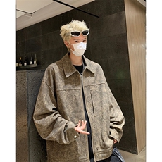 潮牌美式铆钉夹克秋款仿麂皮工装美拉德夹克外套504-W29-P75，男装夹克，星座504