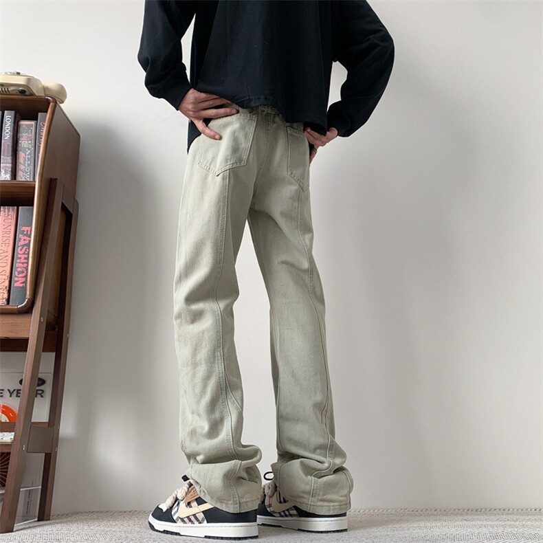 现货主推差价大2024春秋款水洗微喇叭复古牛仔裤男-P55-限价68,男装牛仔裤,星座310A-1