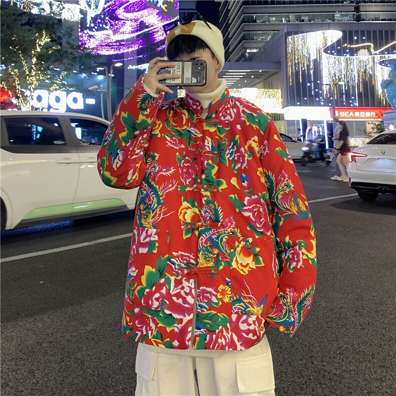 MY207风盘扣加厚保暖东北大花棉衣外套大码男女特色花棉袄潮,男装棉衣,星座115A(原星座507）