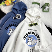 WY2160-P35加绒款-P40纯棉连帽卫衣男大码运动帽衫宽松薄，男装卫衣，电商A040
