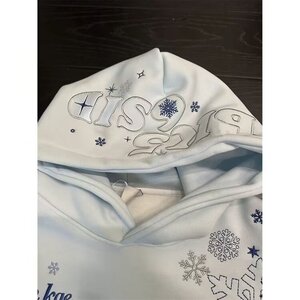 有货。2026春雪花刺绣连帽卫衣男女潮牌情侣带帽衫WB646-P57
