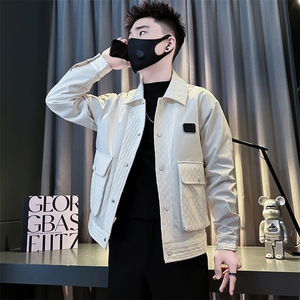 痞帅炸街潮流男士翻领夹克外套社会小伙店主风301C-JK18-P98控138图片