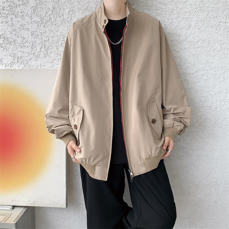 8XL-M美式复古棒球服外套男特大码潮牌双拉链立领夹克衫JK005P85,男装夹克,电商B312