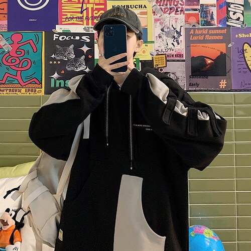 7XL-M港风连帽卫衣男2023春季新款休闲长袖上衣加肥加大码控价98,男装卫衣,钱塘717(原712)