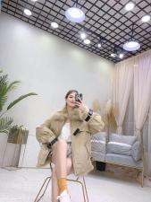 ZHG8105洋气亮皮真狐狸毛领内胆羽绒保暖皮草外套,女装皮草,L·H·X