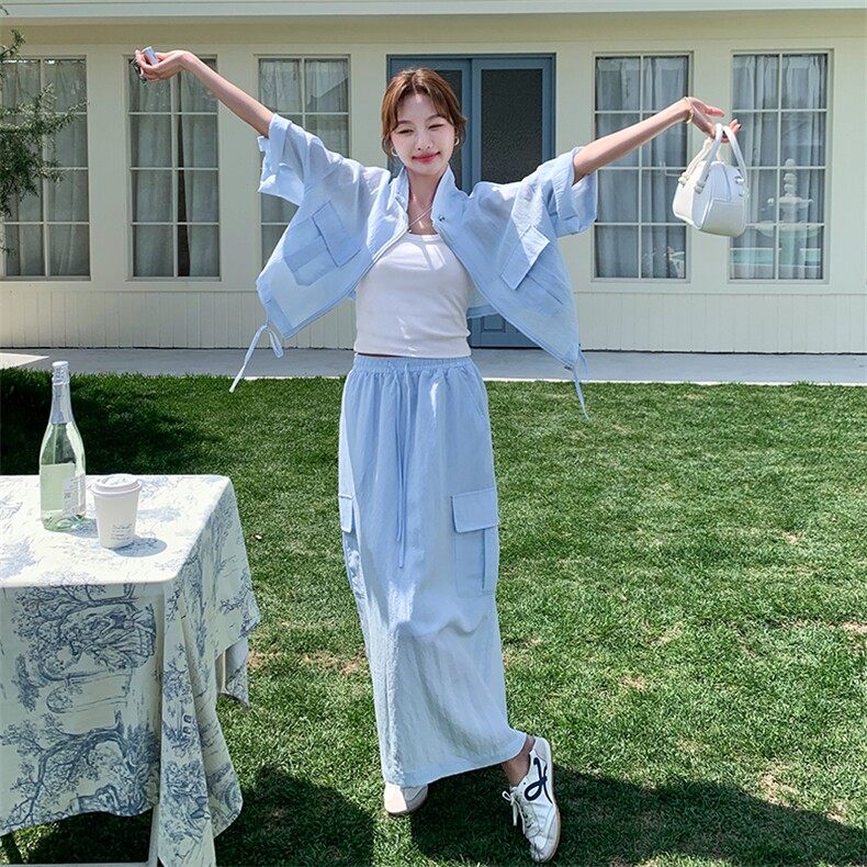 夏季新品现货数据好宽松防晒上衣半裙两件套2C2851813P150K228,女装套装/套裙,2C285