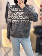 秋冬新款百搭气质圆领时尚深灰色精致套头羊绒衫，女装羊绒衫，大千羊绒
