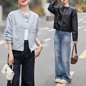 皮衣女外套短款上衣2025春秋季新款洋气显瘦小个子PU皮机车服夹克图片