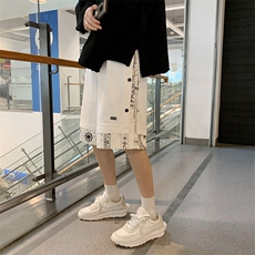 假两件排扣裤子男夏季短裤嘻哈宽松大码五分休闲中裤DK56P55控68，男装休闲裤，电商A089-1