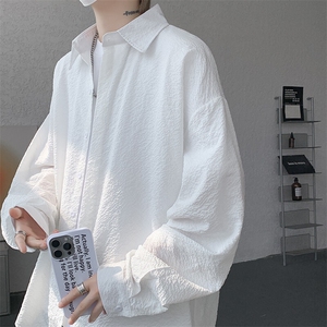 8XL-M泡泡纱盐缩肌理长袖衬衫男夏季冰丝外套防晒衬衣CS29007P40图片