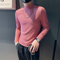 紫色V11-P38-控58秋季社会小伙打底衫半高领套头长袖T恤，男装T恤，电商A108