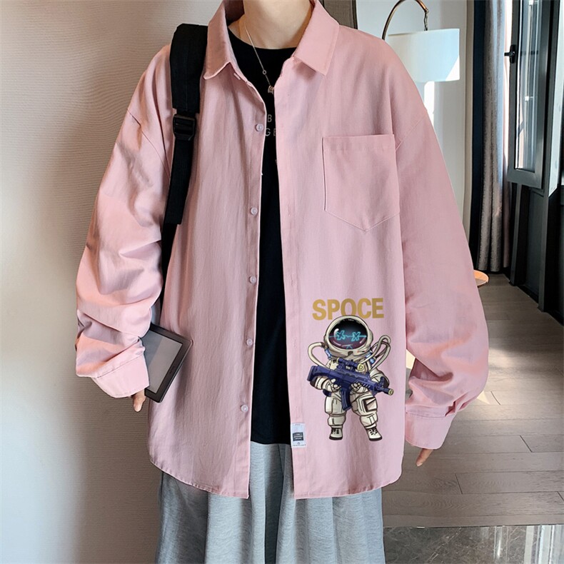 春季长袖衬衫男宽松港风衬衣男外套男CSCS285-P35,男装衬衫,电商B371
