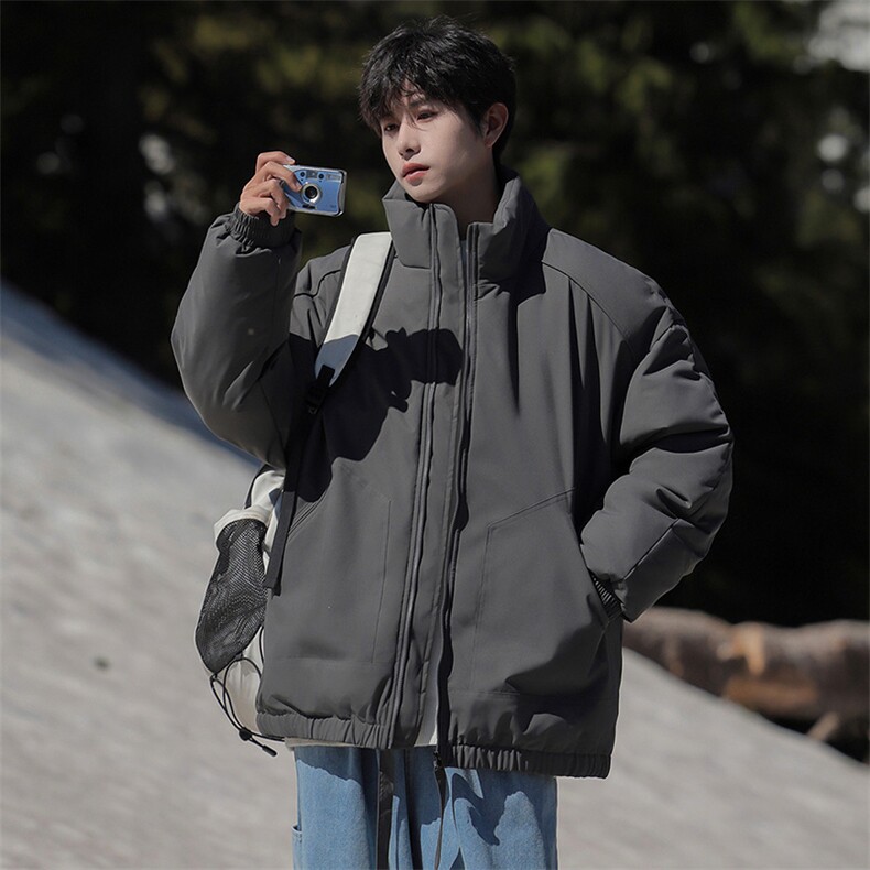 现货冬季美式休闲加厚雪山外套夹克立领纯色三防户外工装棉服,男装夹克,电商A486-1