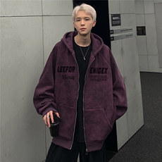 蜡染拉链连帽开衫外套情侣早秋新款美式复古夹克帽衫JK200-P78，男装夹克，电商C307