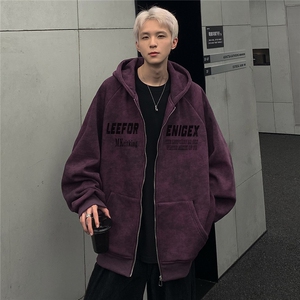 蜡染拉链连帽开衫外套情侣早秋新款美式复古夹克帽衫JK200-P78图片