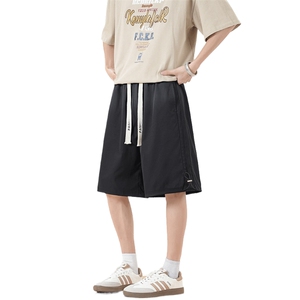 美式冰丝短裤男士夏季宽松潮牌外穿沙滩马裤运动五分裤Z8701-P38图片