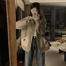 双面绒外套女2025秋春新款双插兜加绒拉链连帽衫夹克C801-P100，男装夹克，星座911-2(原星座613-2）
