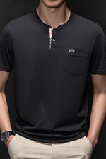 2022男装体恤衫男士短袖百搭商务纽扣领夏季新款休闲T恤，男装T恤，电商B212（原钱塘6029）