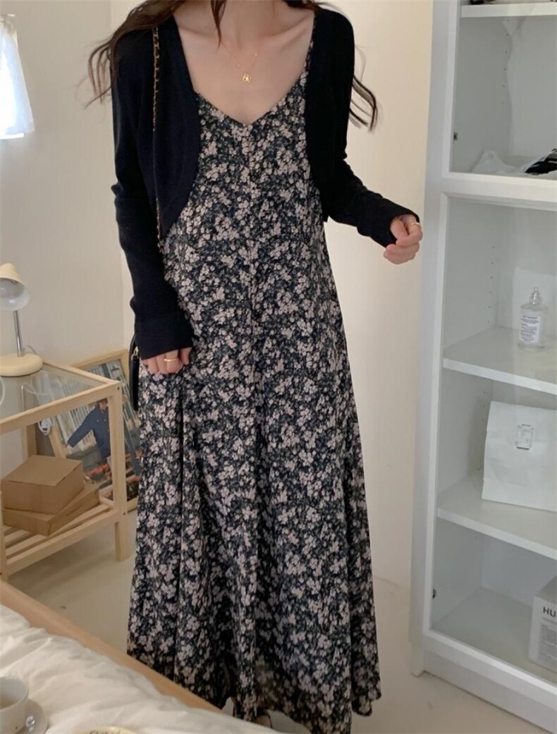 夏季新品碎花吊带裙?冰丝小披肩，女装背心吊带，DAP