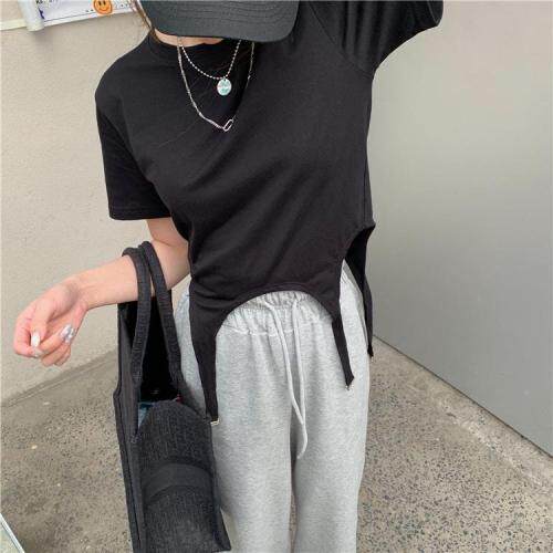 【现货】夏季新品不规则下摆短袖，女装，F/TU