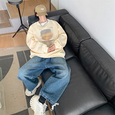 内景春季新款日落印花圆领卫衣男潮宽松打底衫WY00226/P35加绒P45，男装卫衣，电商B316