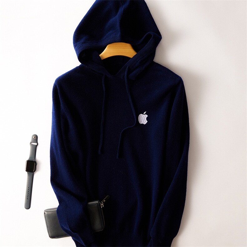 时尚都市男士连帽羊毛衫秋冬新款刺绣设计舒适保暖百搭潮流，男装羊毛衫，江杉羊绒