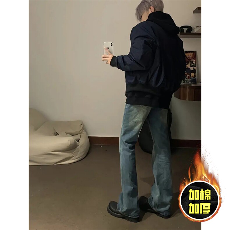 现货秋冬季美拉德立领飞行立领夹克boxy棉衣美式高街加厚加棉外套,男装夹克,电商A486-1