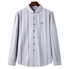 中年男士长袖衬衫2023春季新款商务休闲免烫衬衣男QLM77267-P105，男装衬衫，电商B212（原钱塘6029）