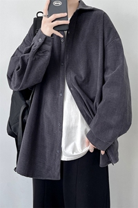现货纯色宽松长袖衬衫男KD556-P40图片