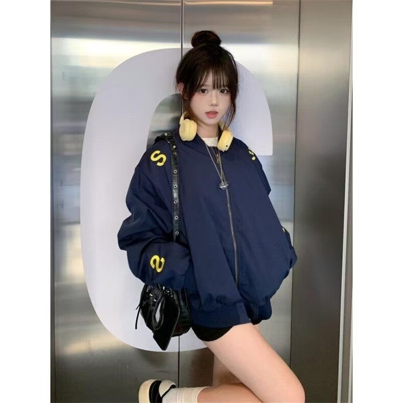 2025春美式潮牌字母刺绣飞行夹克男宽松防水速干情侣外套,男装夹克,星座1210-1
