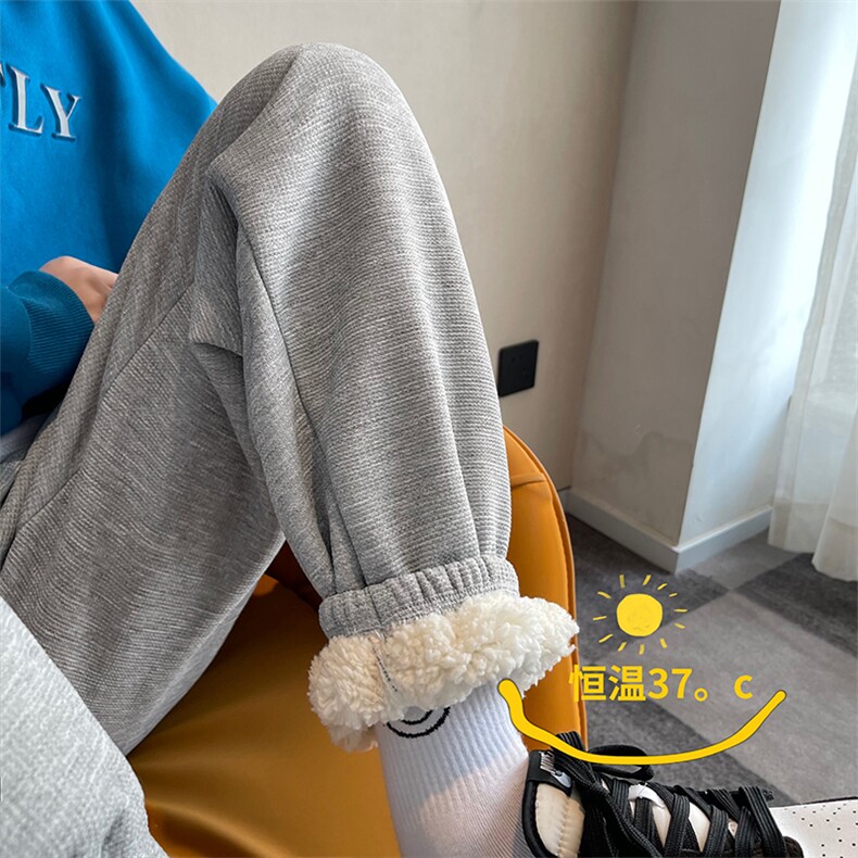 16冬季加厚保暖加绒羊羔毛裤男束脚阔腿休闲裤XZ211-1-K2461-P60,男装休闲裤,星座211-1